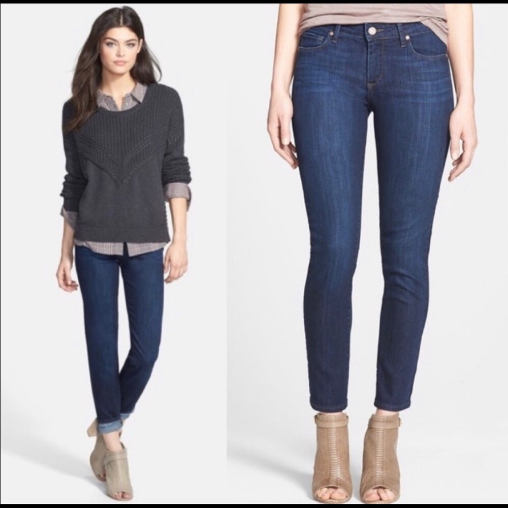 PAIGE SKYLINE DARK WASH BLUE DENIN JEANS